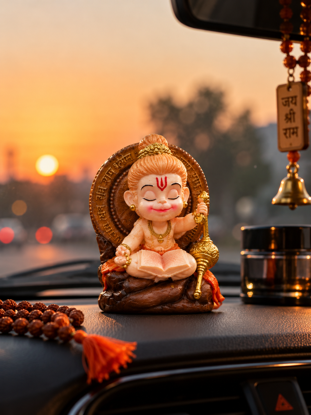 Little Bal Hanuman Ji Idol – Cute Reading Hanuman with Gada & Ram Prabhavali