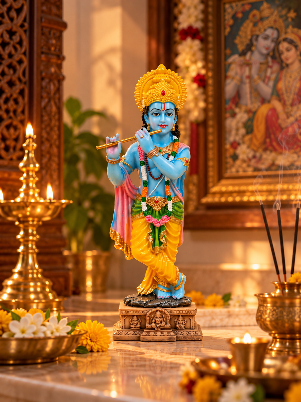 Divine Lord Krishna (Krishan Ji) Murali-Manohar Murti - 12 Inches