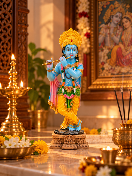 Divine Lord Krishna (Krishan Ji) Murali-Manohar Murti - 12 Inches