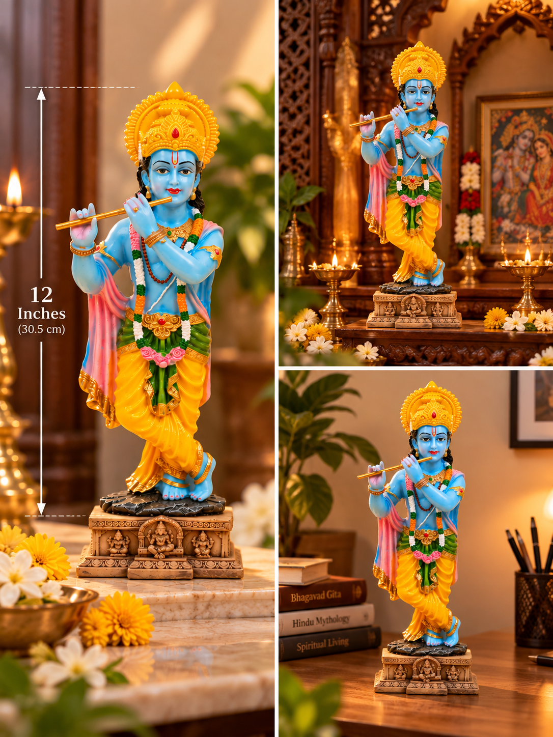 Divine Lord Krishna (Krishan Ji) Murali-Manohar Murti - 12 Inches