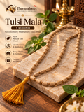 Original 1-Round Natural Tulsi Mala with Tassel – Sacred Basil Wood Rosary for Jap, Meditation & Daily Wear