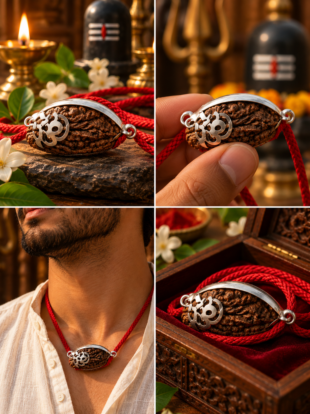 Original 1 Mukhi Nepali Rudraksha with Silver Capping & Trishul-Om Design – Lab Certified with X-Ray Report