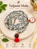 Original Natural Vaijanti Mala with Rudraksha Sumeru Bead (~6.5 mm) – Lab Certified Sacred Garland of Lord Krishna & Vishnu