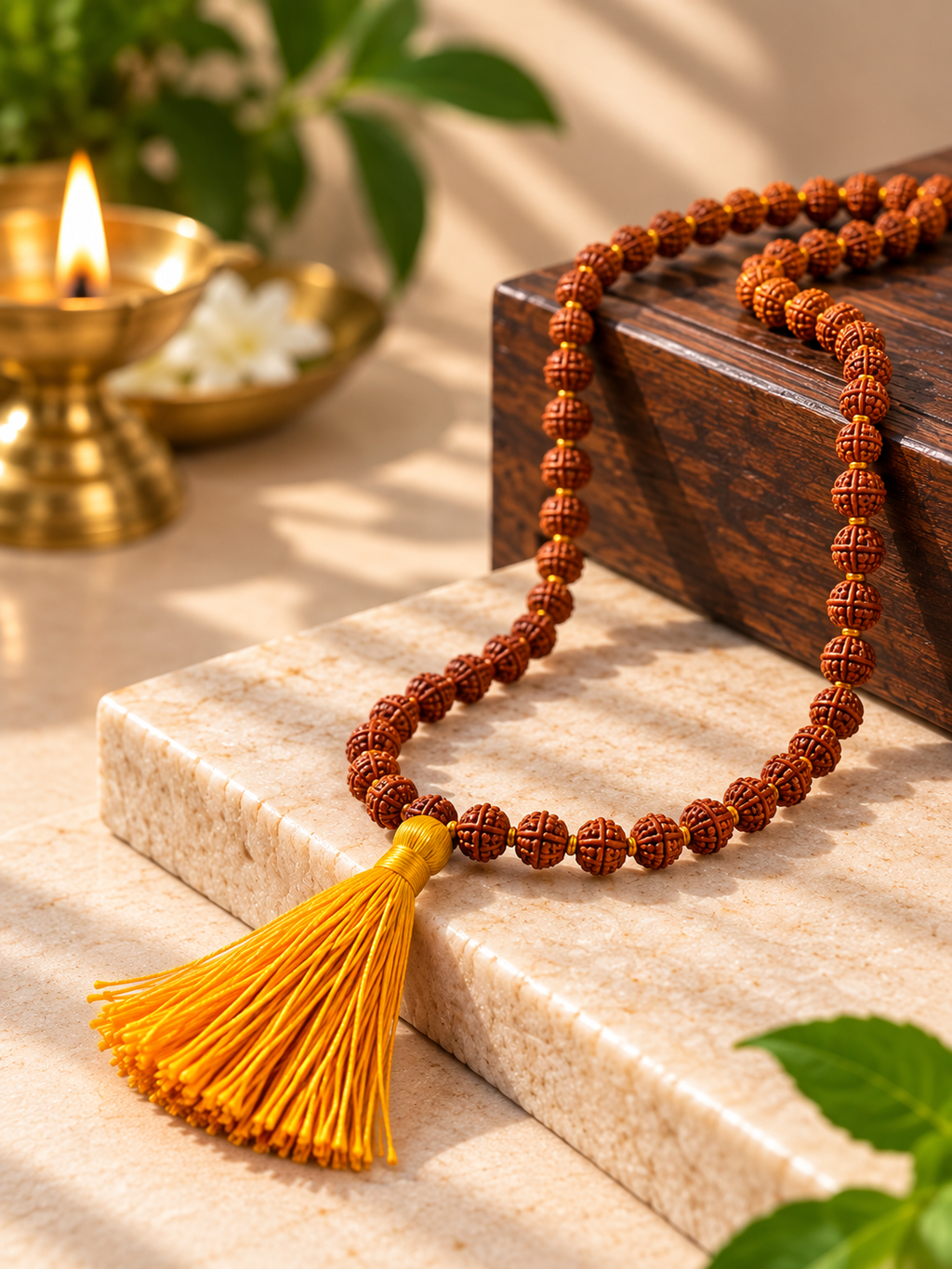 Authentic Small Bead Rudraksha Mala (108+1 Beads)