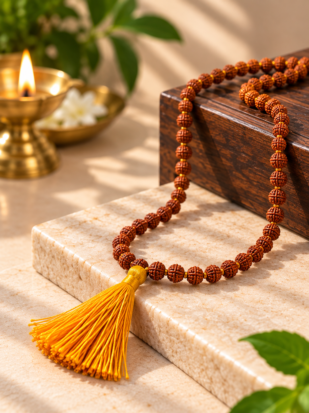 Authentic Small Bead Rudraksha Mala (108+1 Beads)