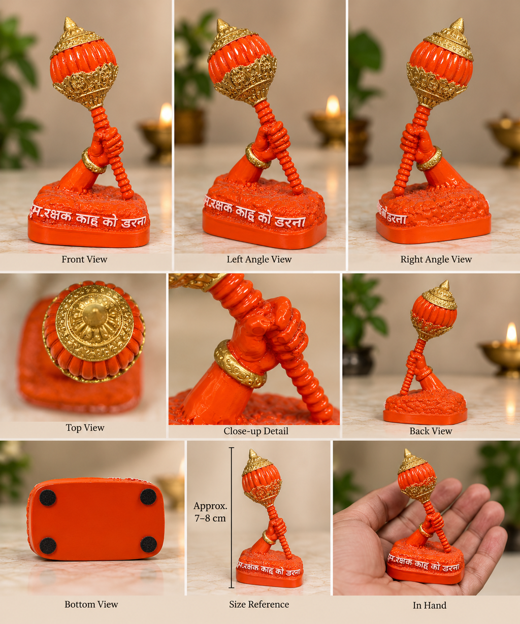 Shri Hanuman Ji Gada Murti with Auspicious Chaupai Inscription