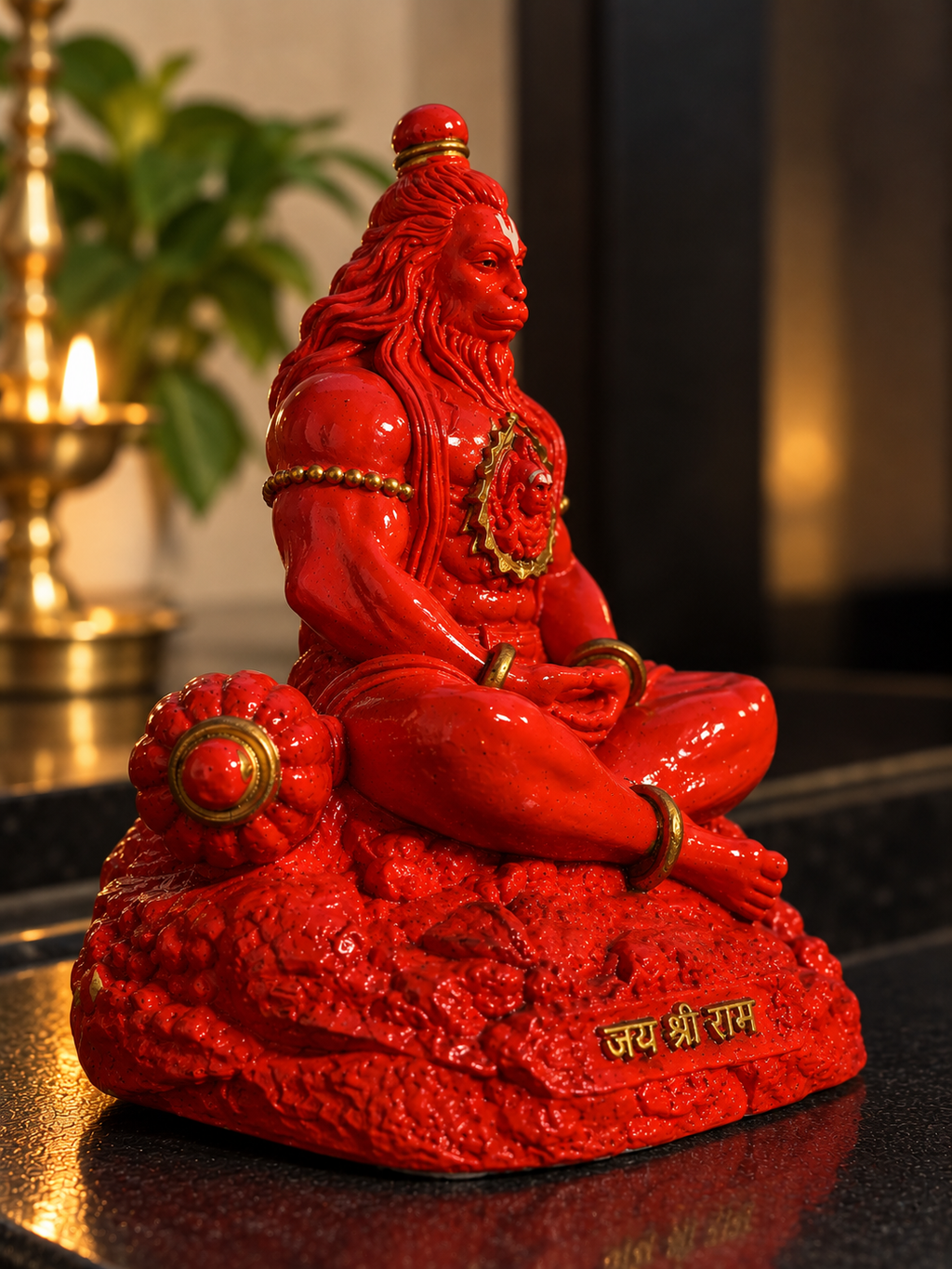 Traditional Hand-Painted Sindoori Hanuman Ji Idol