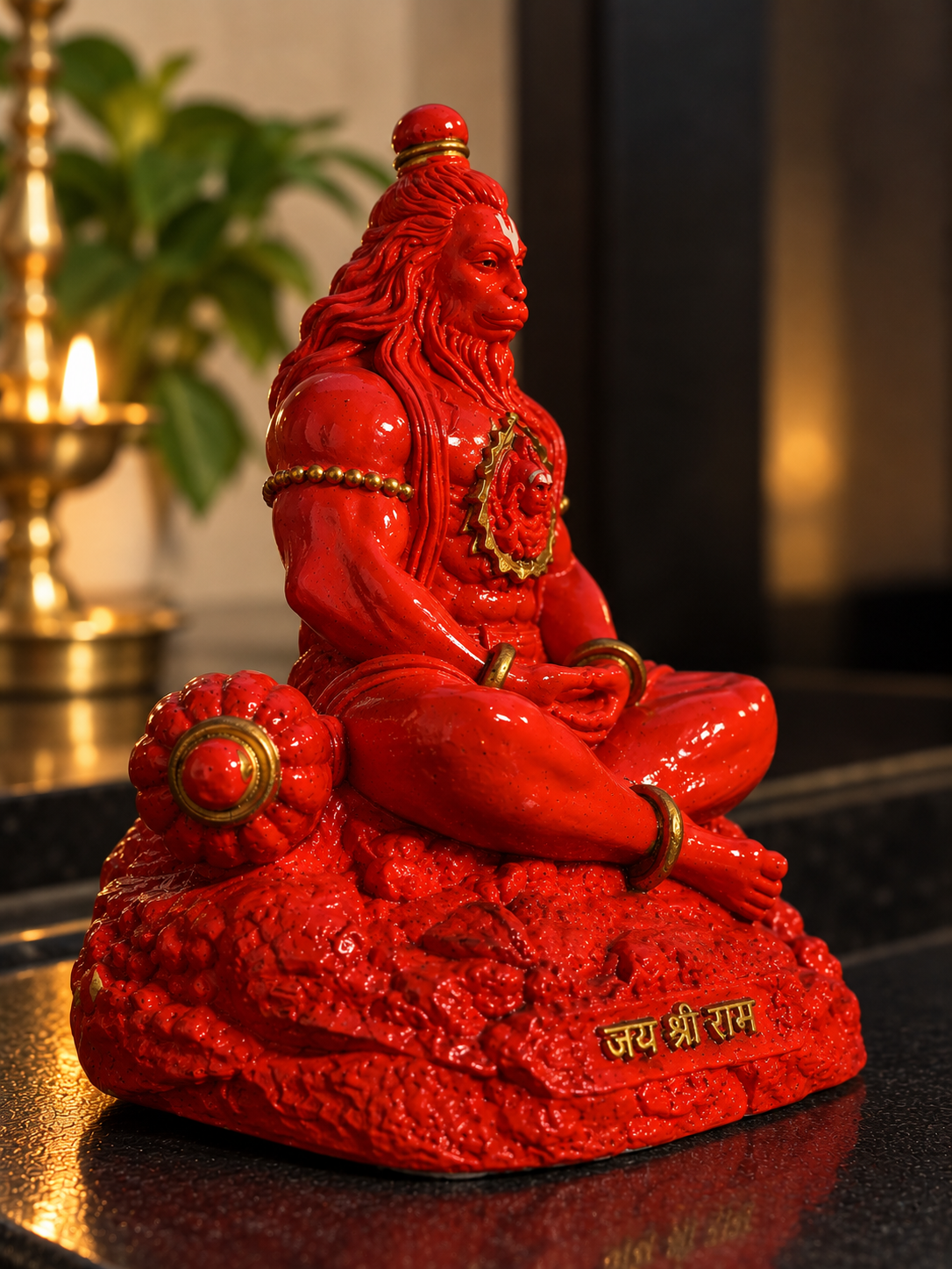 Traditional Hand-Painted Sindoori Hanuman Ji Idol
