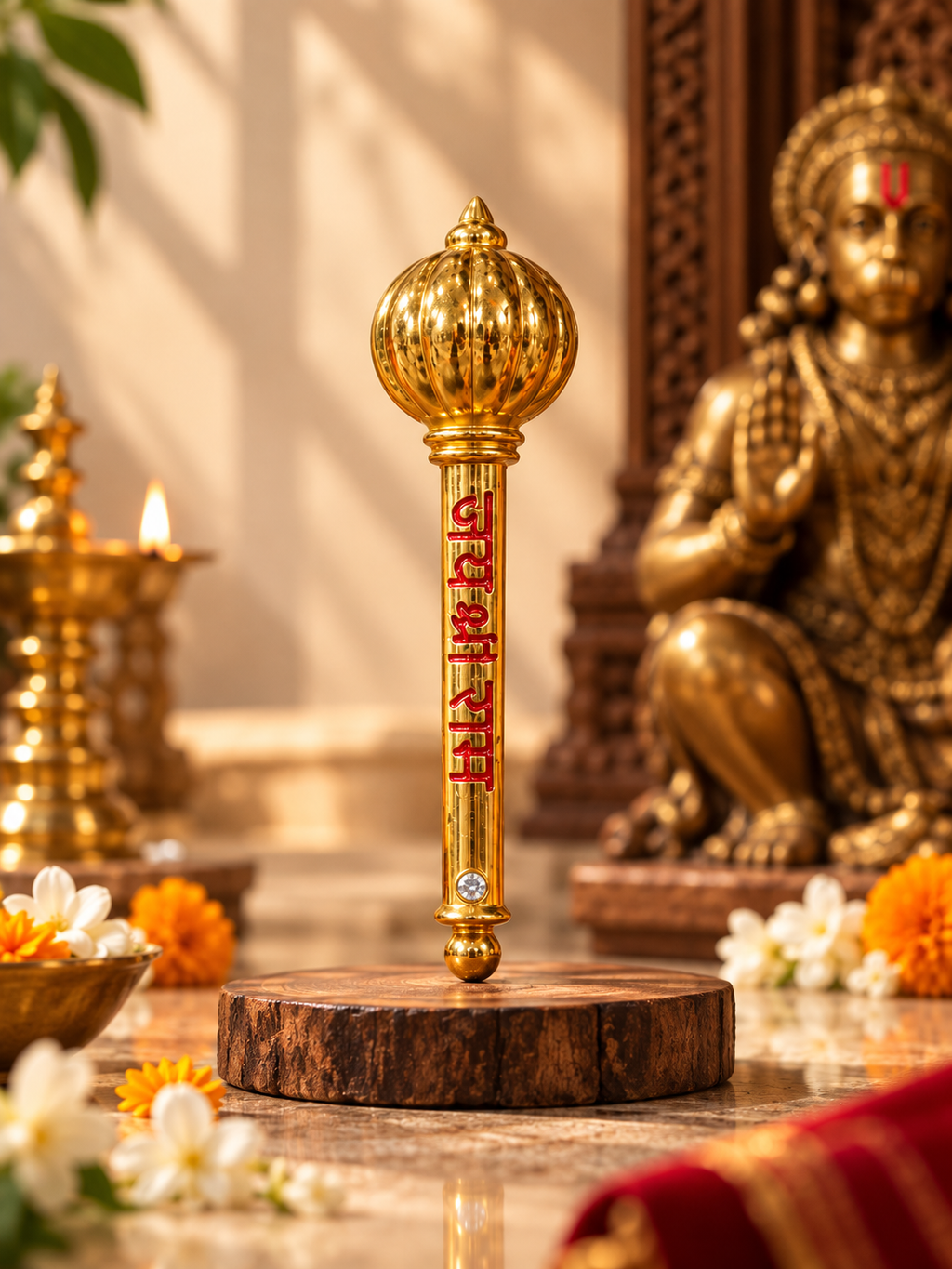 Golden Hanuman Gada with Jai Shree Ram Engraving