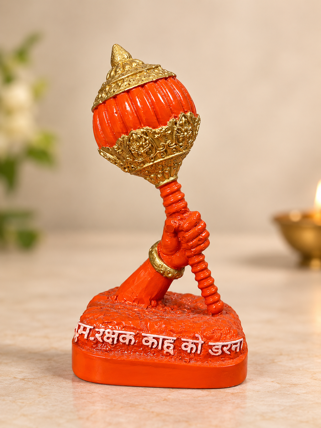 Shri Hanuman Ji Gada Murti with Auspicious Chaupai Inscription