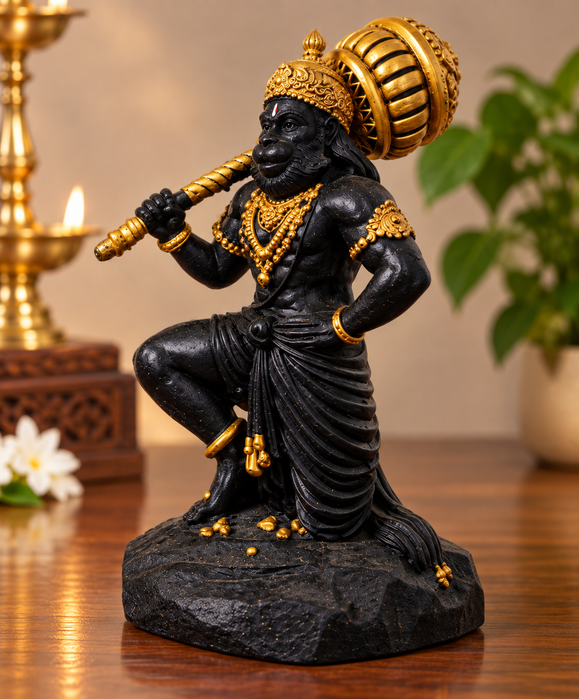 Veer Hanuman ji Murti with Gada on Shoulder
