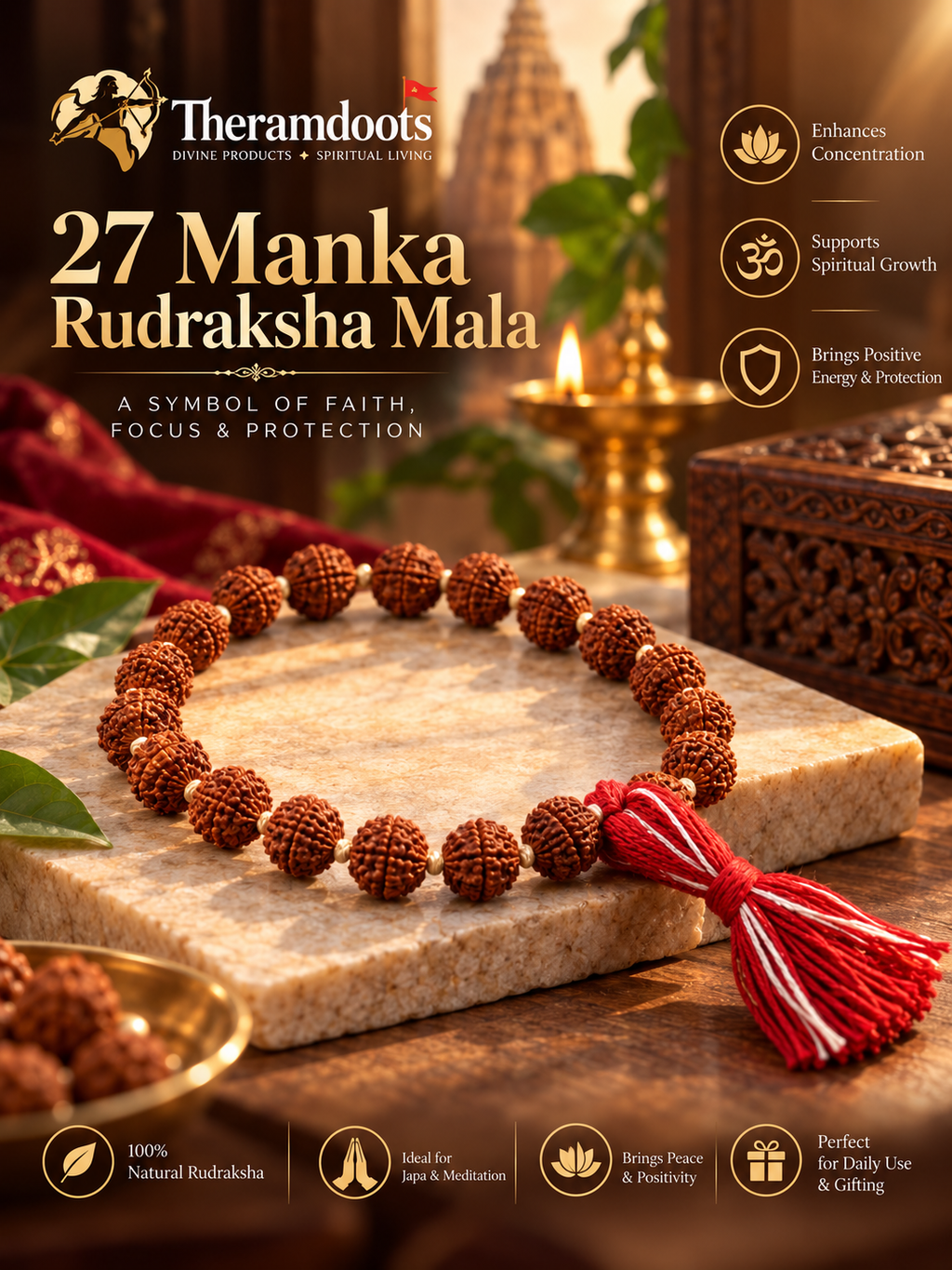Authentic 27 Manka Rudraksha Mala (Sumarni / Pocket Jaap Beads)