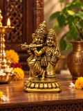 Radha Krishna Brass Idol on Lotus Base