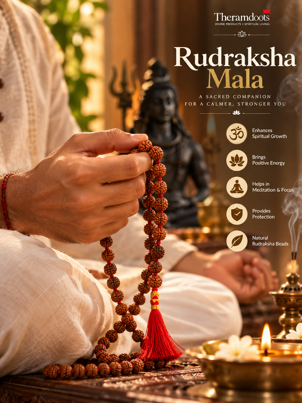 Authentic 108+1 Rudraksha Jaap Mala with Silk Tassel