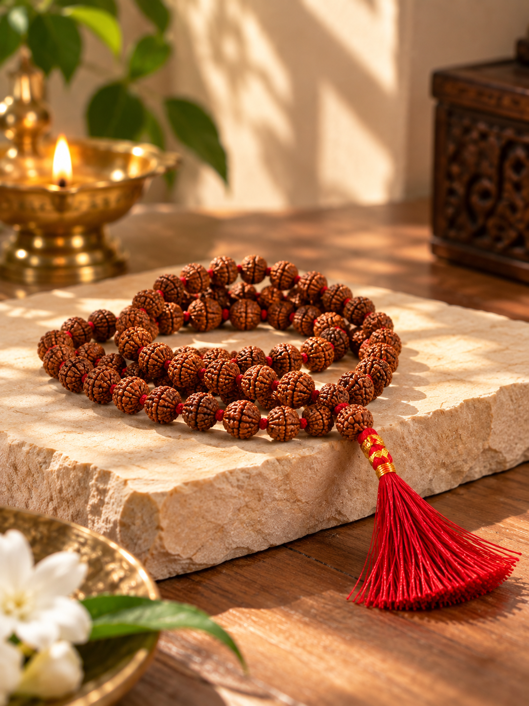 Authentic 108+1 Rudraksha Jaap Mala with Silk Tassel