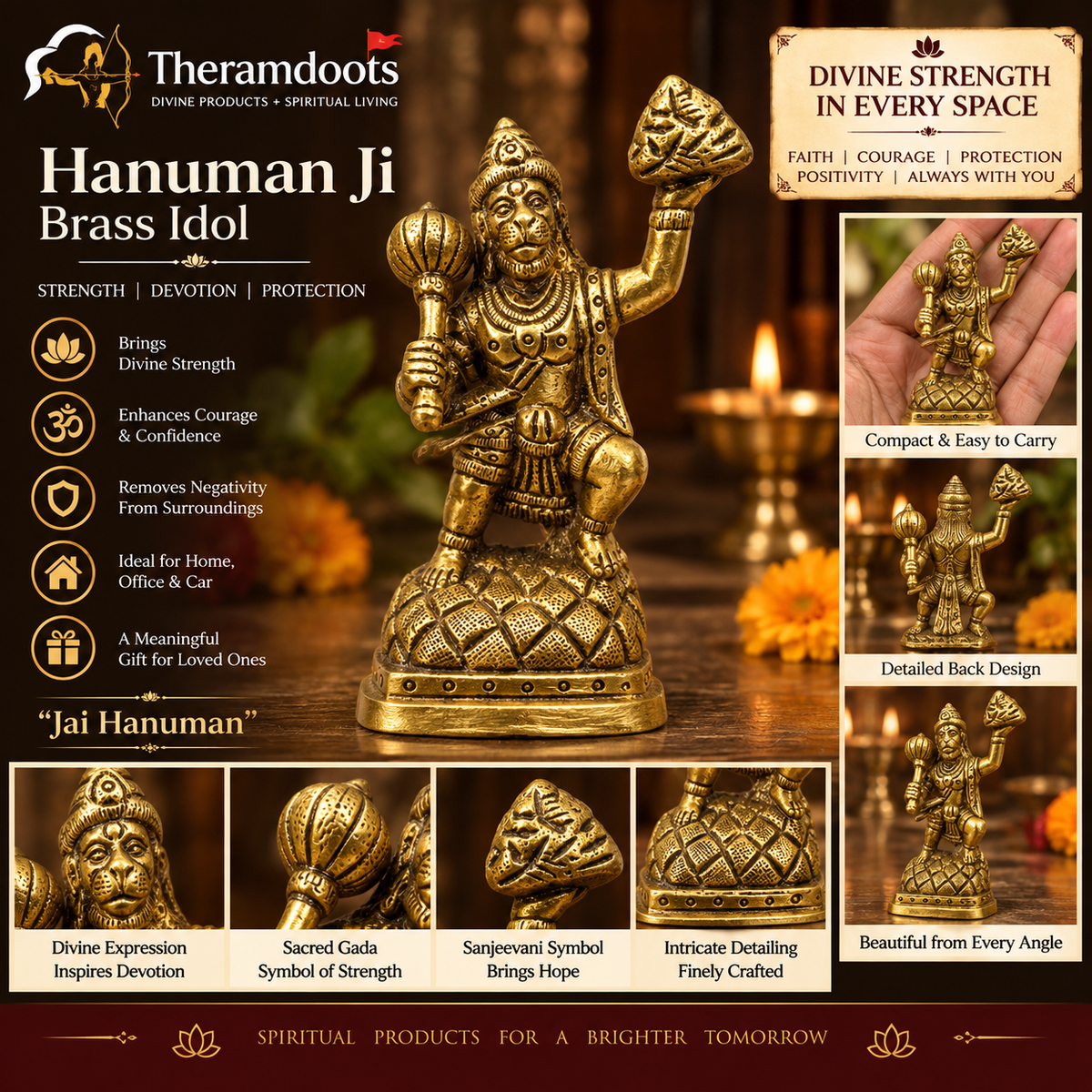 Veer Hanuman Sanjeevani Brass Idol