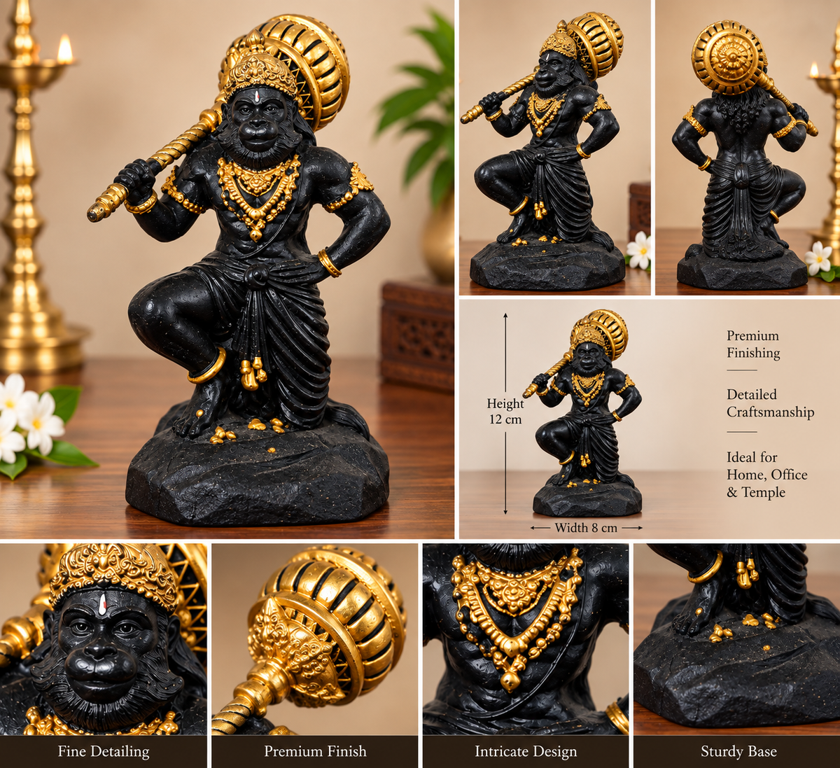 Veer Hanuman ji Murti with Gada on Shoulder