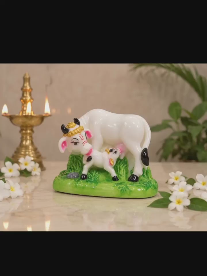 Kamdhenu cow with calf Murti-Handcrafted