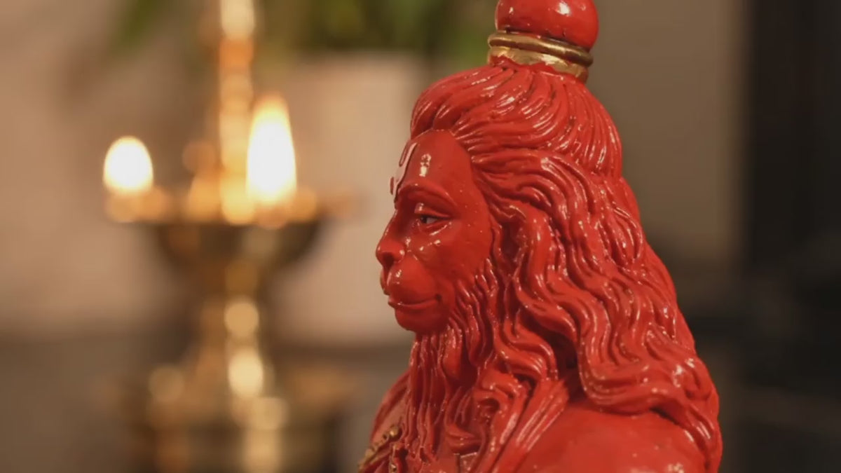 Traditional Hand-Painted Sindoori Hanuman Ji Idol