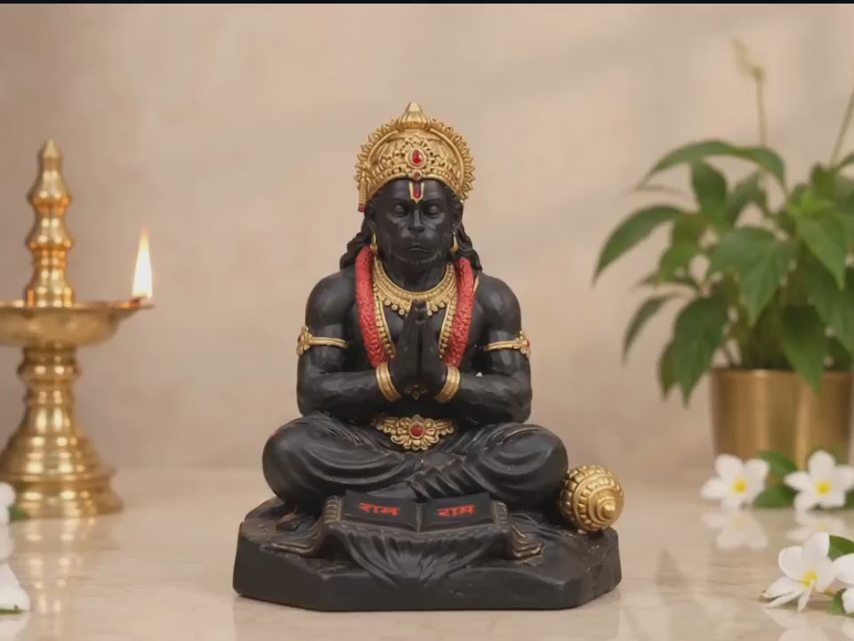 Hanuman ji Murti in Namskara Mudra with Ramayan